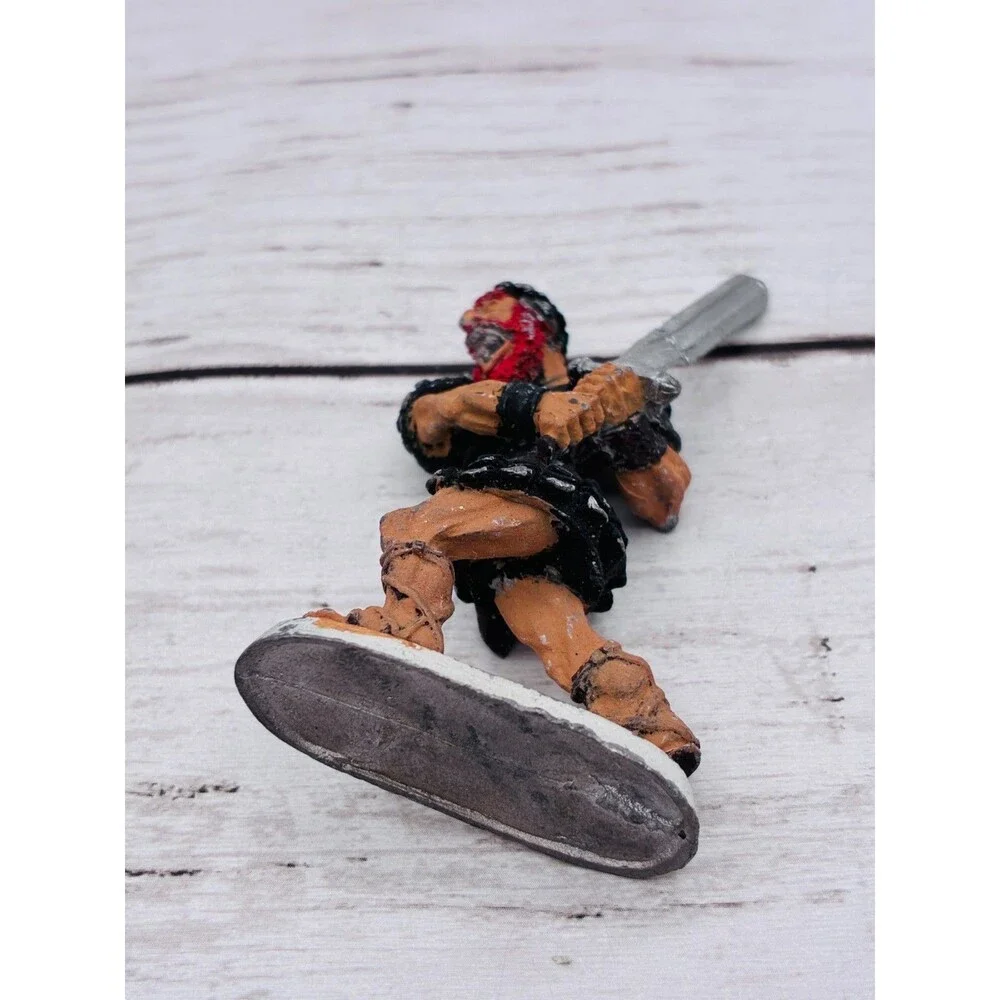 Vintage Painted Metal Barbarian Warrior Miniature Figure Sword Fantasy Tabletop